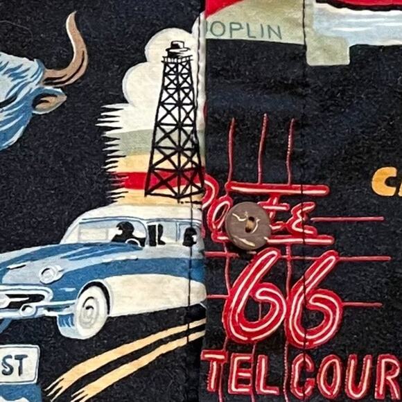 High Seas Trading Co. Route 66 Landmarks Button Down Short Sleeve Hawaiian, L - Picture 6 of 14